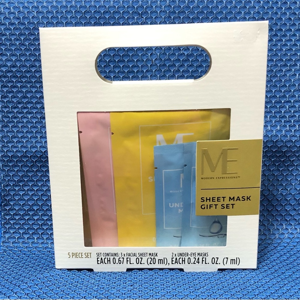 5PC Sheet Mask Gift set: 3 facial sheet mask/2 under eye mask.